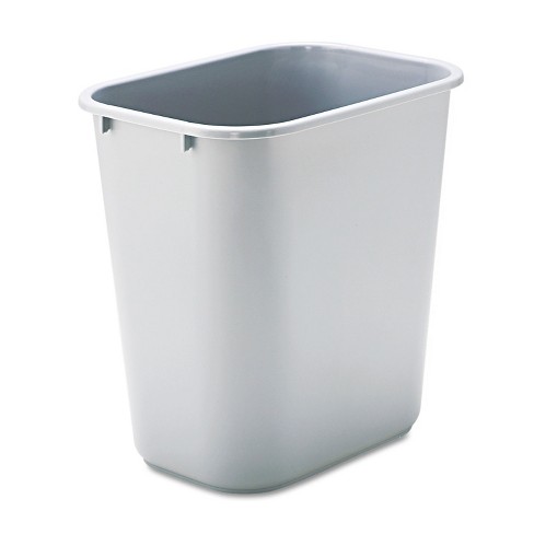 Rubbermaid Commercial Deskside Plastic Wastebasket Rectangular 7 gal Gray 
