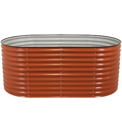 Large Brown Galvalume Steel Oval Raised Garden Bed