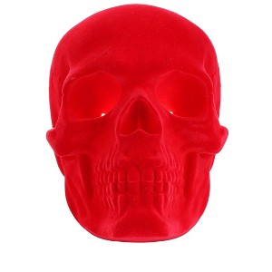 HalloweenCostumes.com One Size Fits Most Light Up Flocked Velvet Skull Decoration | Halloween Table Decor with LED Lights, Red - 1 of 4