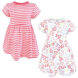 Hudson Baby Infant and Toddler Girls Cotton Dresses, Bright Pink Flower Field - 1 of 4