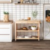 HOMCOM 42.5" Kitchen Trolley Cart Rolling Island Utility Serving Cart with 2 Drawers and 3-Tier Shelf Pine Wood - 2 of 4