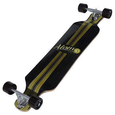 Atom Micro Maple Drop Deck Longboard Cruiser Complete w/ Board, Bearings, and Wheels for Freeride Skateboard Carving Cruising, 39 Inch (Artisan Brown)