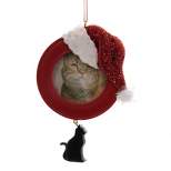 Holiday Ornament Pet Picture Frame  -  One Ornament 4.25 Inches -  Kitten Family Member  -   -  Polyresin  -  Red