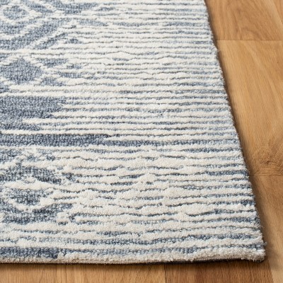 Metro 6' Square Blue Hand-Tufted Wool Area Rug