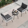 Garnee 3 Pieces Patio Bistro Set, Outdoor Wicker Set with Coffee Table, All-Weather Rattan Balcony Furniture for 3 with Table & Cushions - 2 of 4