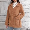 Womens Jacket Coat Zip Up Long Sleeve Relaxed Fit Collar Neck Jackets with Pockets - 4 of 4