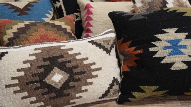18&#34;x18&#34; Textured Southwestern Square Throw Pillow Ivory/Black - Rizzy Home, 2 of 8, play video