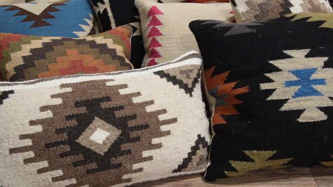 Ivory/Black Southwestern Stripe Throw Pillow 18&#34;x18&#34; - Rizzy Home, 2 of 8, play video