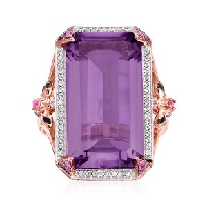 Ross-Simons 15.00 Carat Amethyst and .30 ct. t.w. Multi-Gemstone Bumblebee Ring in 18kt Rose Gold Over Sterling - 1 of 4