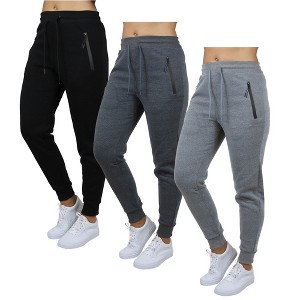 Galaxy By Harvic Pro Star Women's Loose Fit Fleece Lined Joggers-3 Pack - 1 of 1