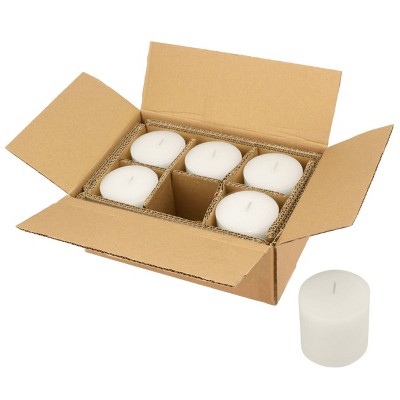 White 3" x 3" Unscented Paraffin Wax Pillar Candles, 6-Pack