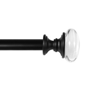 Lumi Home Furnishings 66"x120" Decorative Drapery Single Rod Set with Crystal Knob finials Matte Black - 1 of 4