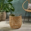 15.5'' Round Rattan Side Table with Tempered Glass Top,Boho Outdoor Accent Table for Patio or Balcony-Cuddlewood - 2 of 4