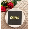 Blue Panda 50 Pack Gold Foil Cheers Disposable Paper Napkin Black 5" Baby Bridal Shower Party Supplies - 3 of 4