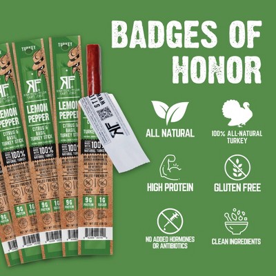 Righteous Felon Craft Jerky Lemon Pepper Turkey Meat Stick - 9g Protein - 1oz