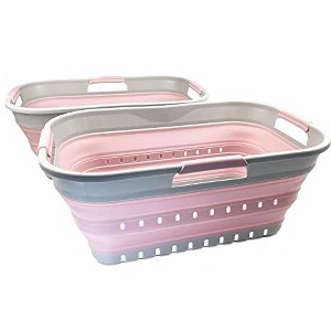 SAMMART 21L (5.5 gallon) Super Mini Collapsible Plastic Basket with 3 Handles - 1 of 4