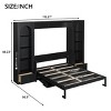 Queen Size Murphy Bed with LED Shelving and Side Cabinets, Foldable Wood Wall Bed with Storage Drawers for Bedroom-Baofuwish - 4 of 4