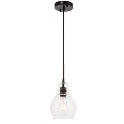 Elegant Lighting Pierce 1 light Black and Clear seeded glass pendant