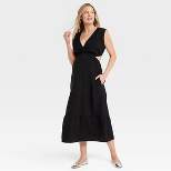 Cap Short Sleeve Cut Out Woven Midi Maternity Dress - Isabel Maternity by Ingrid & Isabel™