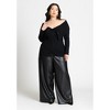 ELOQUII Women's Plus Size Wide Leg Faux Leather Pant - 3 of 4