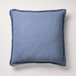 24"x24" Slub Striped Fringe Square Throw Pillow - Hearth & Hand™ with Magnolia - 1 of 4