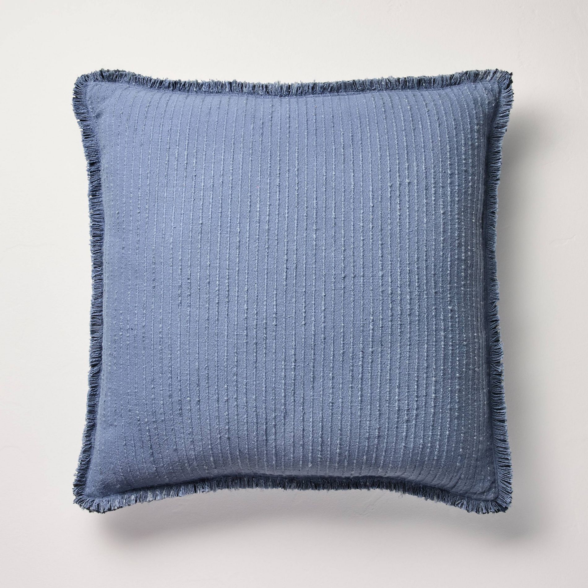 24"x24" Slub Striped Fringe Square Throw Pillow Navy - Hearth & Hand™ with Magnolia
