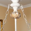 Handcrafted Rustic Pendant Light, Vintage Farmhouse Chandelier, 3-Light Ceiling Fixture, Distressed White & Gold Metal - 4 of 4