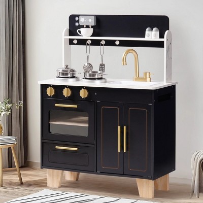 ROBOTIME Play Food And Toy Kitchens, Wooden Kid Playset, Play Kitchen Accessories with Realistic Stove, Oven, Sink, Multicolored, 57.6"*31.5"*31.5"