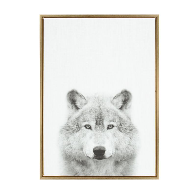 33" x 23" Sylvie Wolf Animal Print And Portrait By Simon Te Tai Framed Wall Canvas - Kate & Laurel, 1 of 10