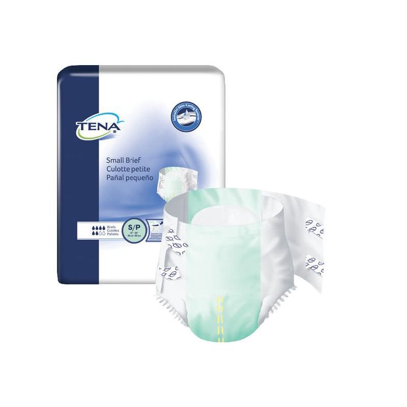 TENA Small Incontinence Briefs, Moderate Absorbency, Unisex, Small, 12 Count, 1 of 3