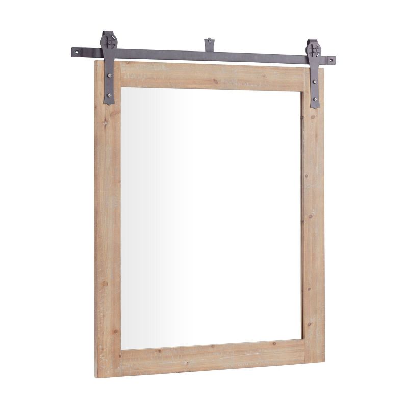Wood Wall Mirror with Metal Hanging Rod Brown - Olivia & May, 4 of 15