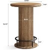 Lantine 35.4" Round Bar Table, Wooden Bistro Cocktail Table with Metal Footrest, High Top Pub Tables for Small Space - 3 of 4