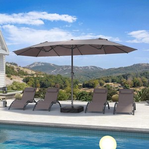 PURPLE LEAF 14ft Patio Market Umbrella and Base Double-Sided Rectangle Outdoor Table Sun Umbrellas with Crank - 1 of 4