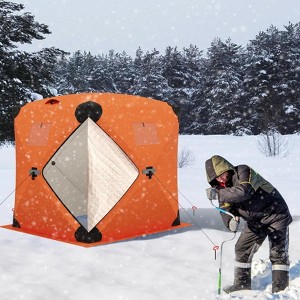 Ice Fishing Insulated Tent for 3-4 People - Large Pop-Up Hub-Style Shelter with 68 Sq Ft Fishable Area, Windproof & Easy Setup for Ultimate Comfort - 1 of 4