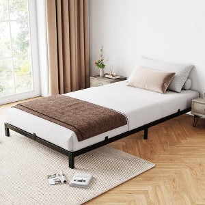 6-Inch Twin Bed Frame, Low Profile Metal Platform, Noise-Free Mattress Foundation, Easy Assembly, Black - 1 of 4