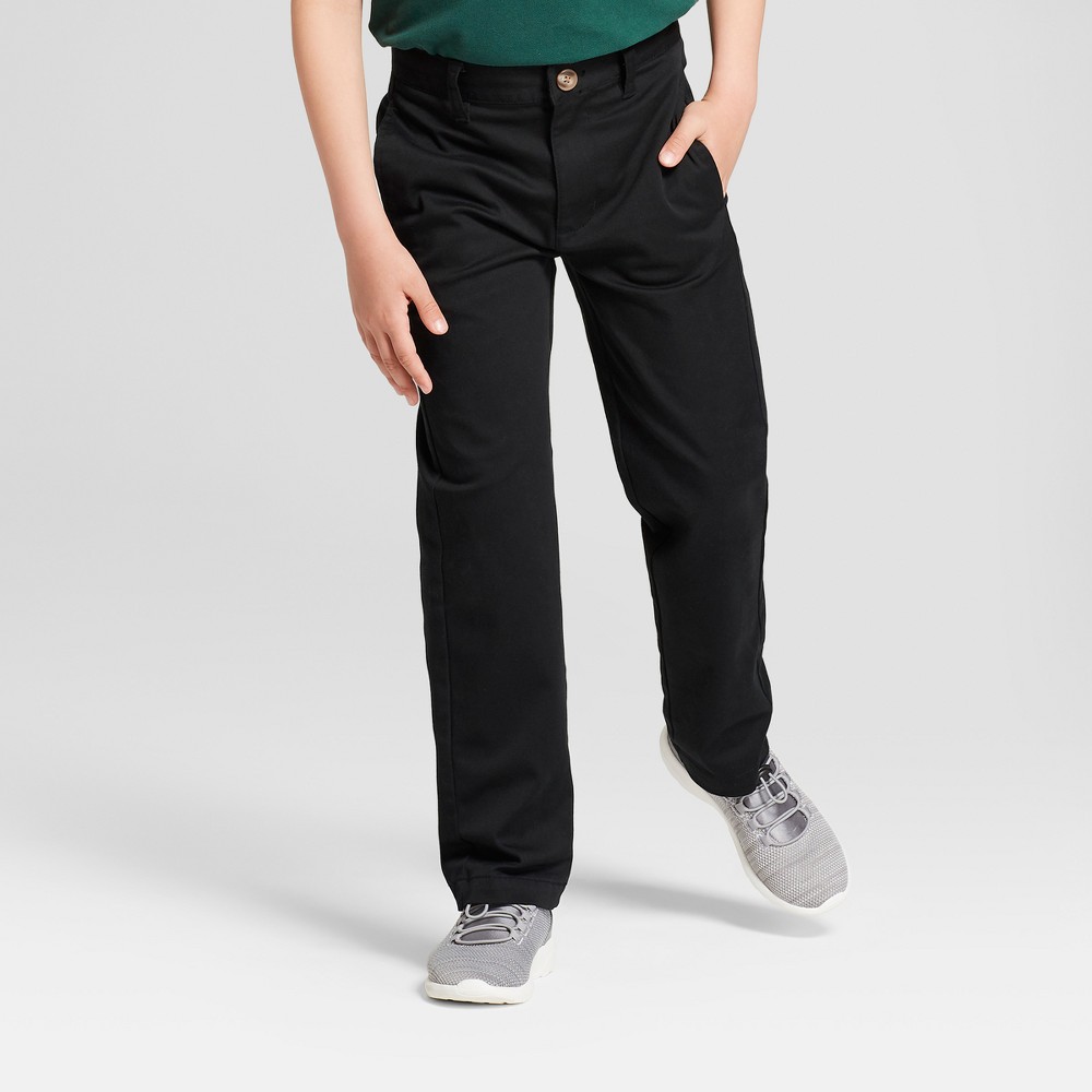 Boys' Flat Front Straight Fit Stretch Uniform Chino Pants - Cat & Jack Black 7 was $12.99 now $9.09 (30.0% off)