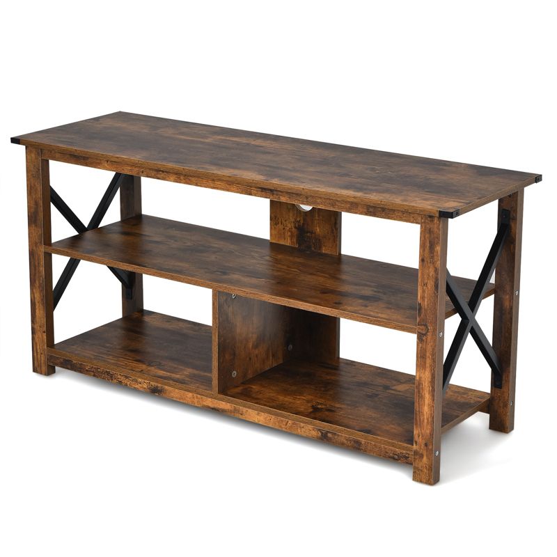 Tangkula 3-Tier Industrial Media Stand TV Stand with Open Shelves for TV's up to 55", 1 of 7