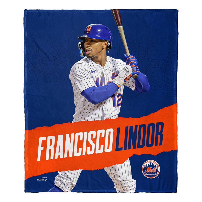 50&#34;x60&#34; MLB New York Mets Francisco Lindor Silk Touch Throw Blanket, 1 of 6