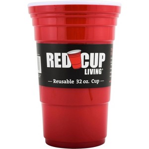 Red Cup Living 32oz Portable Drinkware Tumbler Cups – Insulated Reusable Plastic Cups for Hot or Cold Beverages, Travel Party Cup - 1 of 4