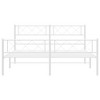 vidaXL Metal Bed Frame with Headboard and Footboard - Sturdy Steel Construction - White - Extra Storage Space - 4 of 4