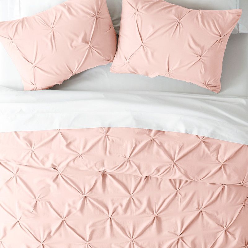 Pinch Pleat Textured  3PC Duvet Cover & Shams Set, Pintuck Design, Ultra Soft, Easy Care - Becky Cameron, 3 of 13