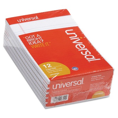 UNIVERSAL Perforated Edge Writing Pad Narrow Rule 5 x 8 White 50 Sheet Dozen 46300
