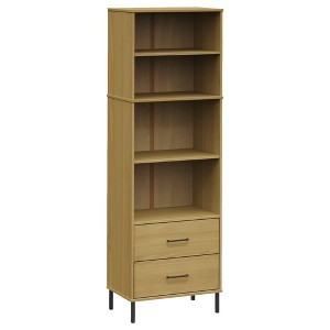 Bookcase with 2 Drawers Brown 23.6"x13.8"x70.9" Solid Wood OSLO - 1 of 4