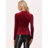 INSPIRE CHIC Women's Metallic Velvet Puff Long Sleeve Mock Neck Glitter T-shirt - 3 of 4