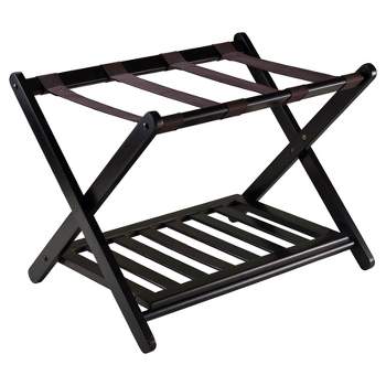 Songmics Set Of 2 Luggage Rack With 2 Removable Laundry Bag 2 Pack Folding  Suitcase Stands For Guest Room Bedroom Hotel Black : Target