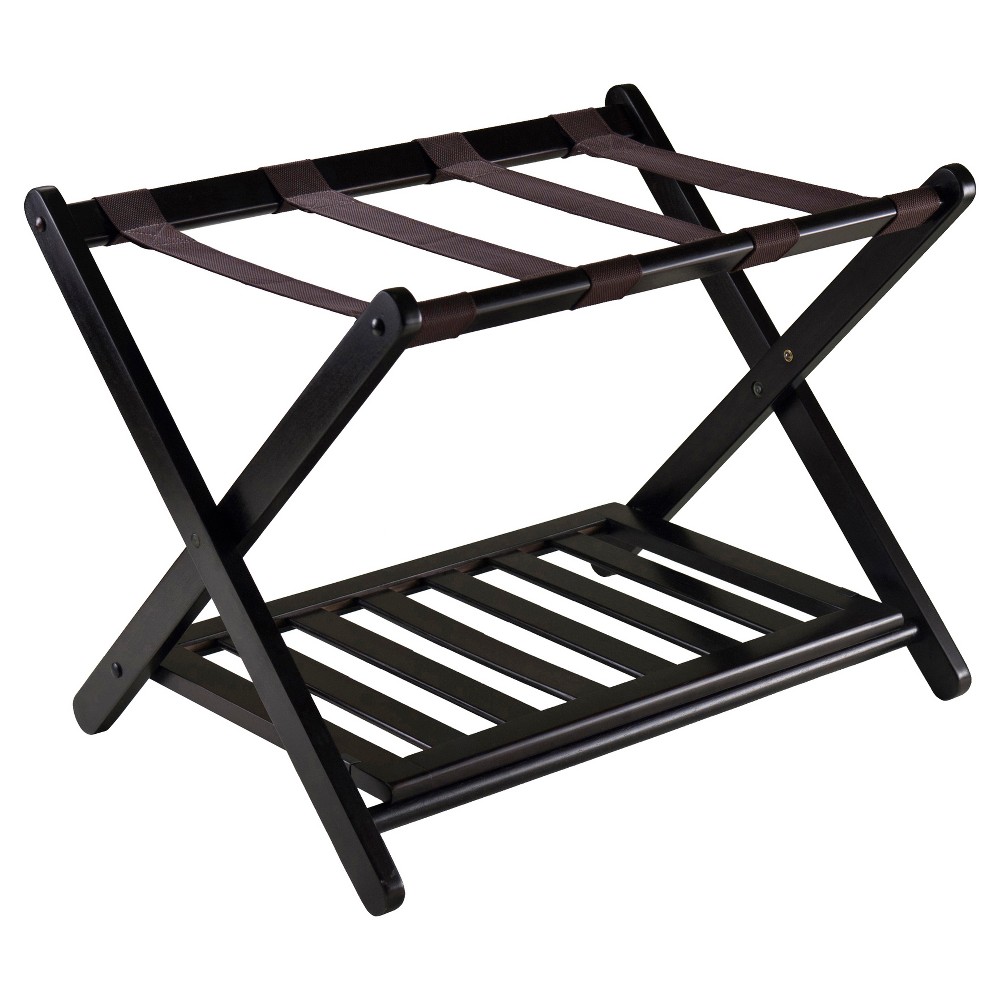 Photos - Other Bags & Accessories Reese Luggage Rack with Shelf Dark Espresso Brown - Winsome