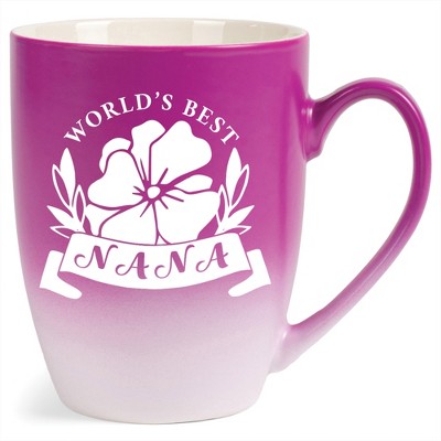 Elanze Designs World'S Best Nana Two Toned Ombre Matte Pink and White 12 ounce Ceramic Stoneware Coffee Cup Mug