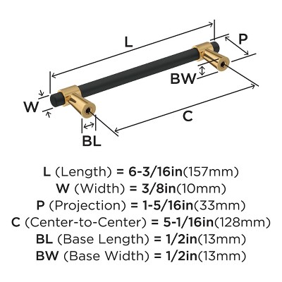 Matte Black and Bronze Modern Cabinet Bar Pull