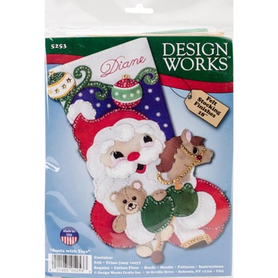 Design Works Felt Stocking Applique Kit 18 Long-Santa W/Kitten