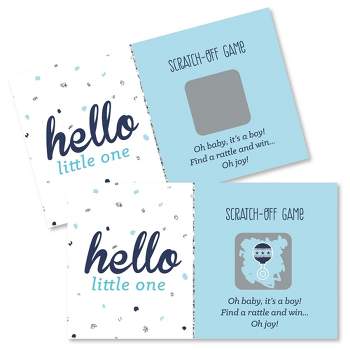 Big Dot of Happiness Hello Little One - Blue and Silver - Boy Baby Shower Game Scratch Off Cards - 22 Count